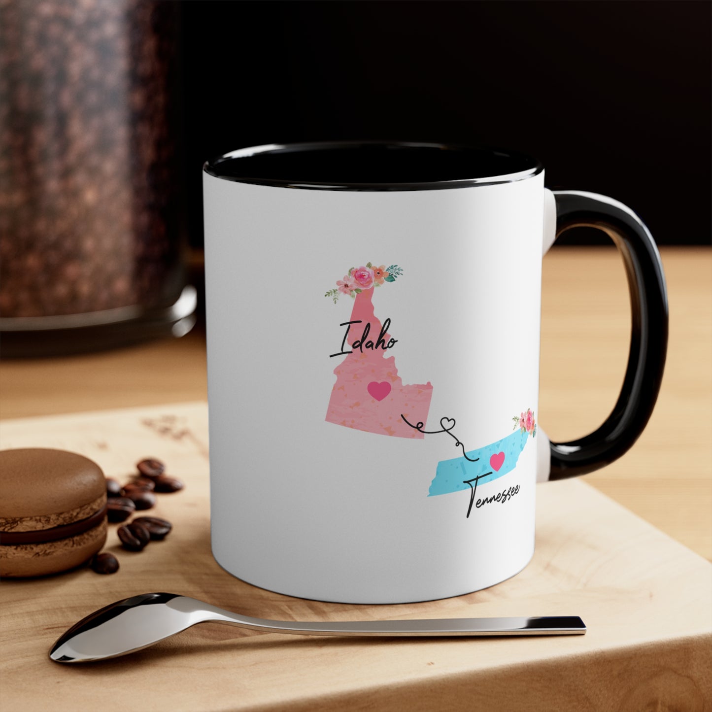 Idaho Tennessee Gifts | Long Distance State Two Tone Coffee Mug | State to State | Away From Home Family | Moving Away Mug