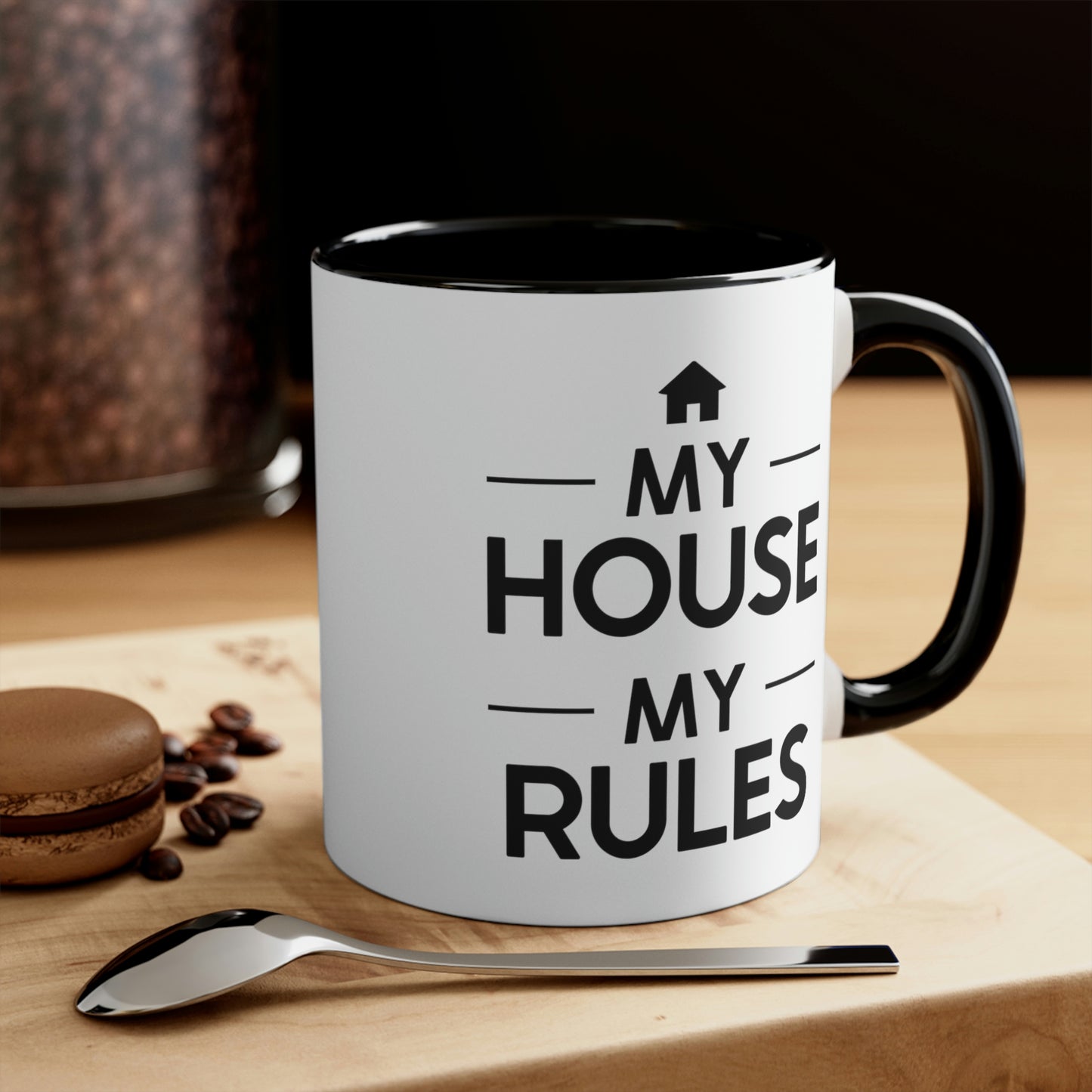 Fathers Day Two Tone Coffee Mug, My House My Rules, Unique Gifts For Dad From Daughter Son