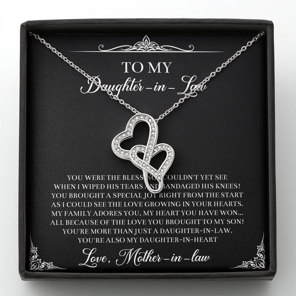 To My Daughter-in-law Gifts, The Blessing I Couldn't See, Double Heart Necklace For Women, Birthday Present Idea From Mother-in-law