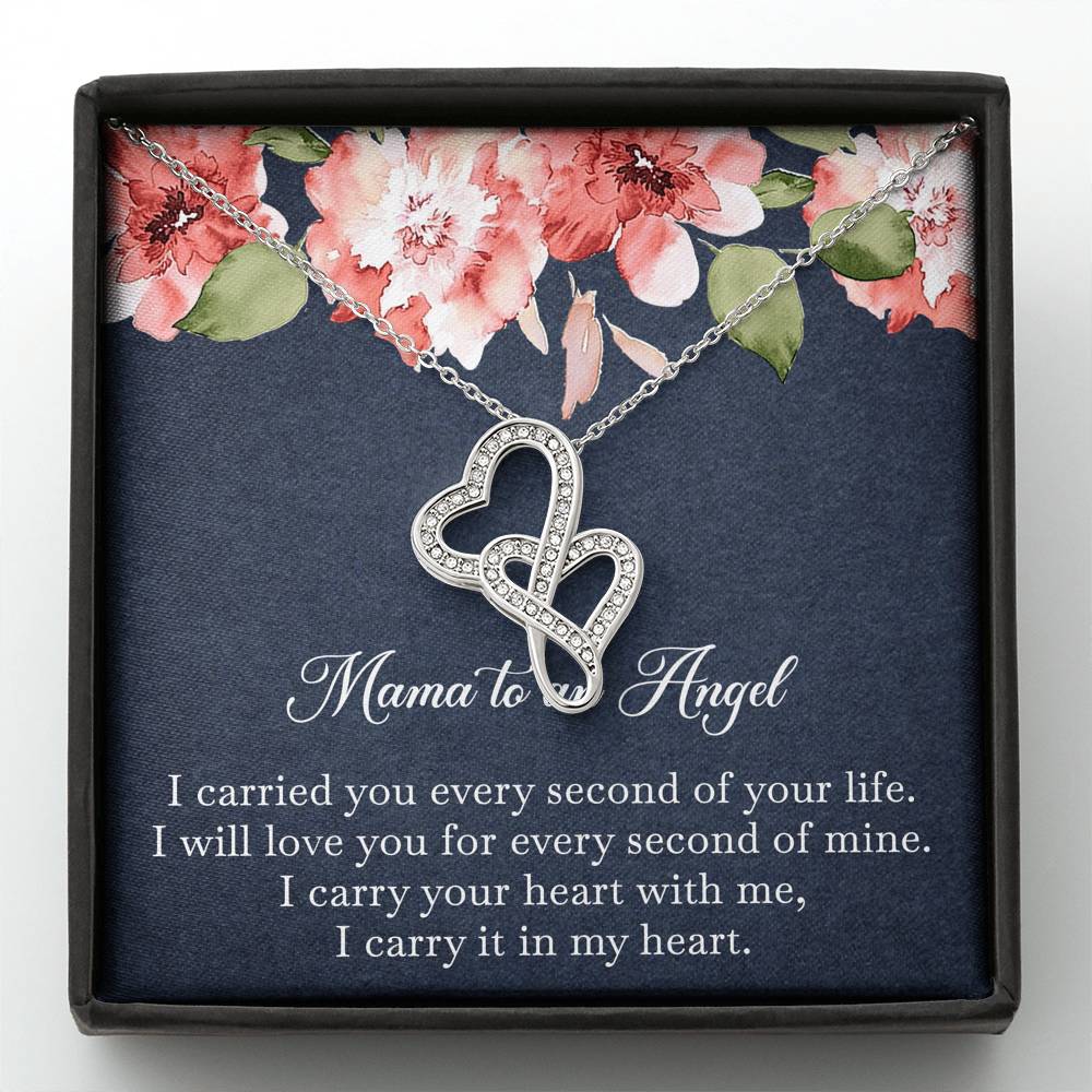 Loss of Baby Gifts, Mama to an Angel, Sympathy Double Heart Necklace For Loss of Baby, Memorial Sorry For Your Loss Present