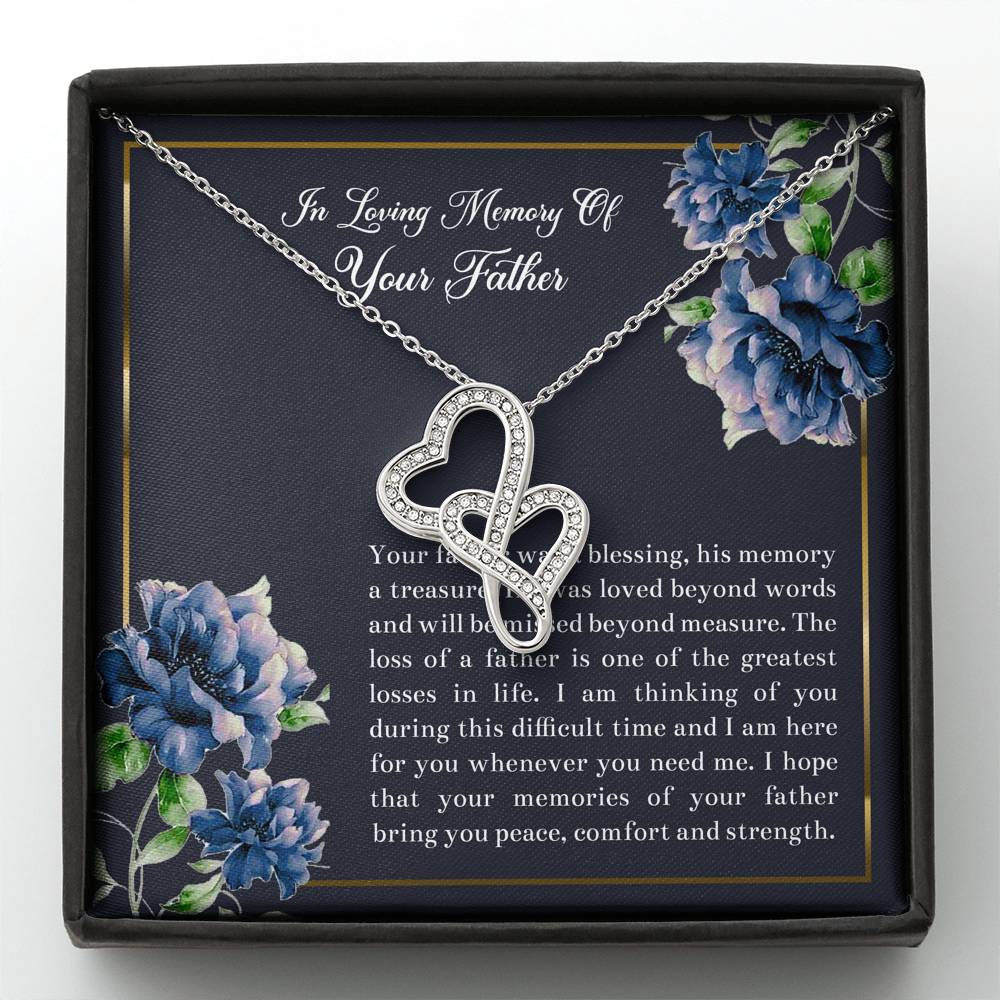 Loss of Father Gifts, In Loving Memory, Sympathy Double Heart Necklace For Loss of Father, Memorial Sorry For Your Loss Present