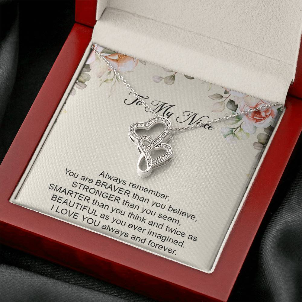 To My Niece Gifts, Always Remember, Double Heart Necklace For Women, Birthday Present Ideas From Aunt Uncle