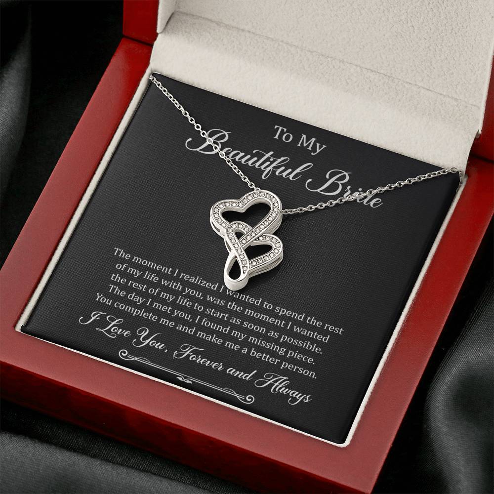 To My Bride Gifts, You Make Me A Better Person, Double Heart Necklace For Women, Wedding Day Thank You Ideas From Groom