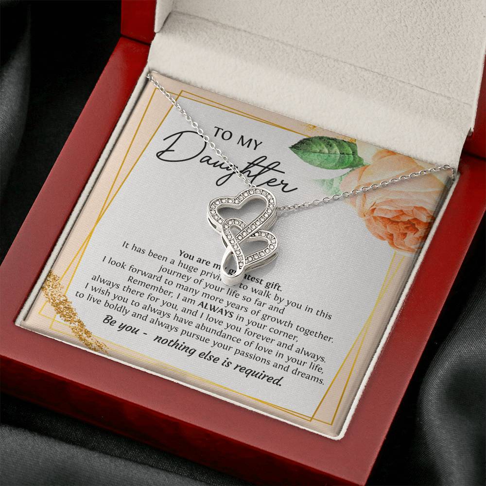 To My Daughter Gifts, You Are My Greatest Gift, Double Heart Necklace For Women, Birthday Present Ideas From Mom Dad