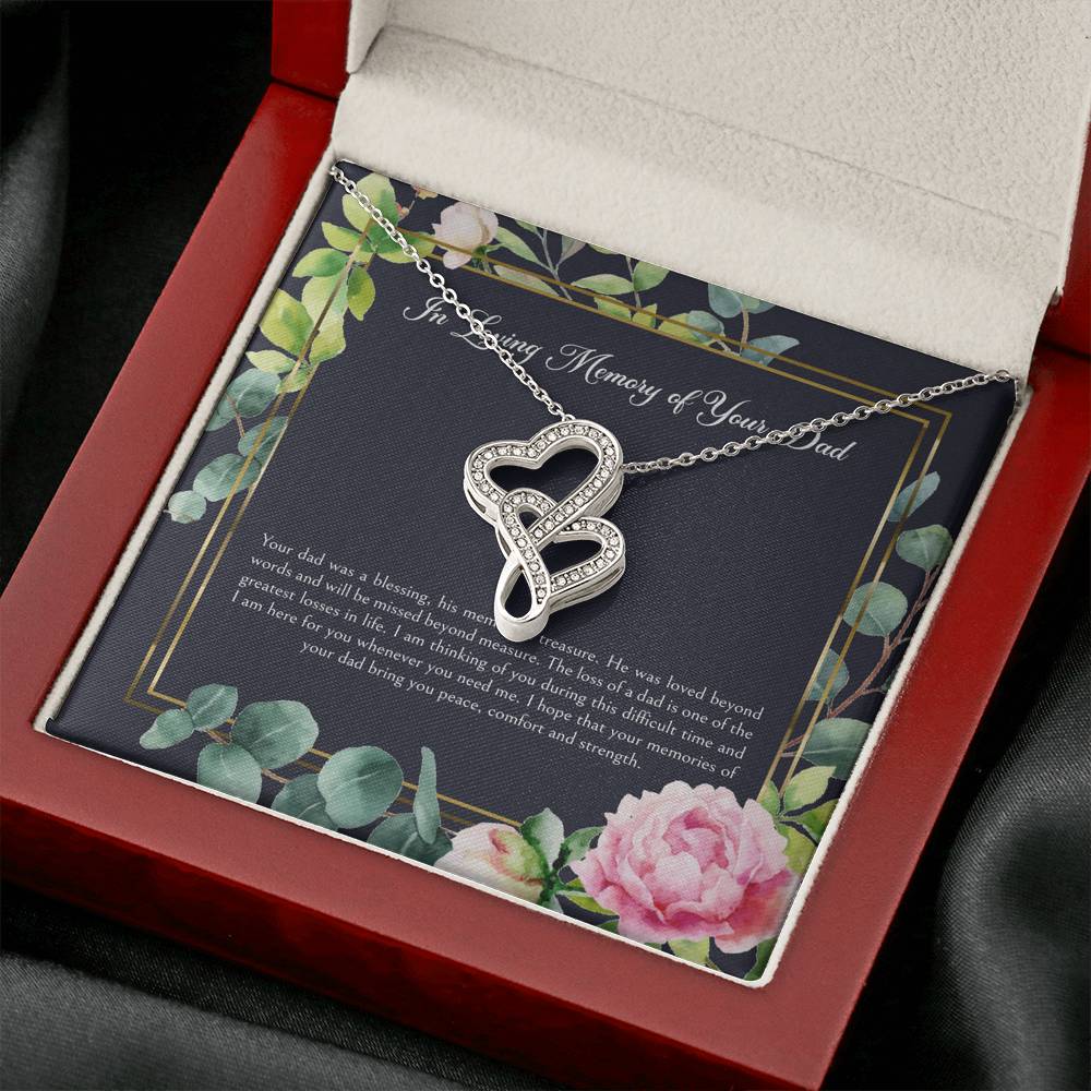 Loss of Dad Gifts, In Loving Memory, Sympathy Double Heart Necklace For Loss of Dad, Memorial Sorry For Your Loss Present
