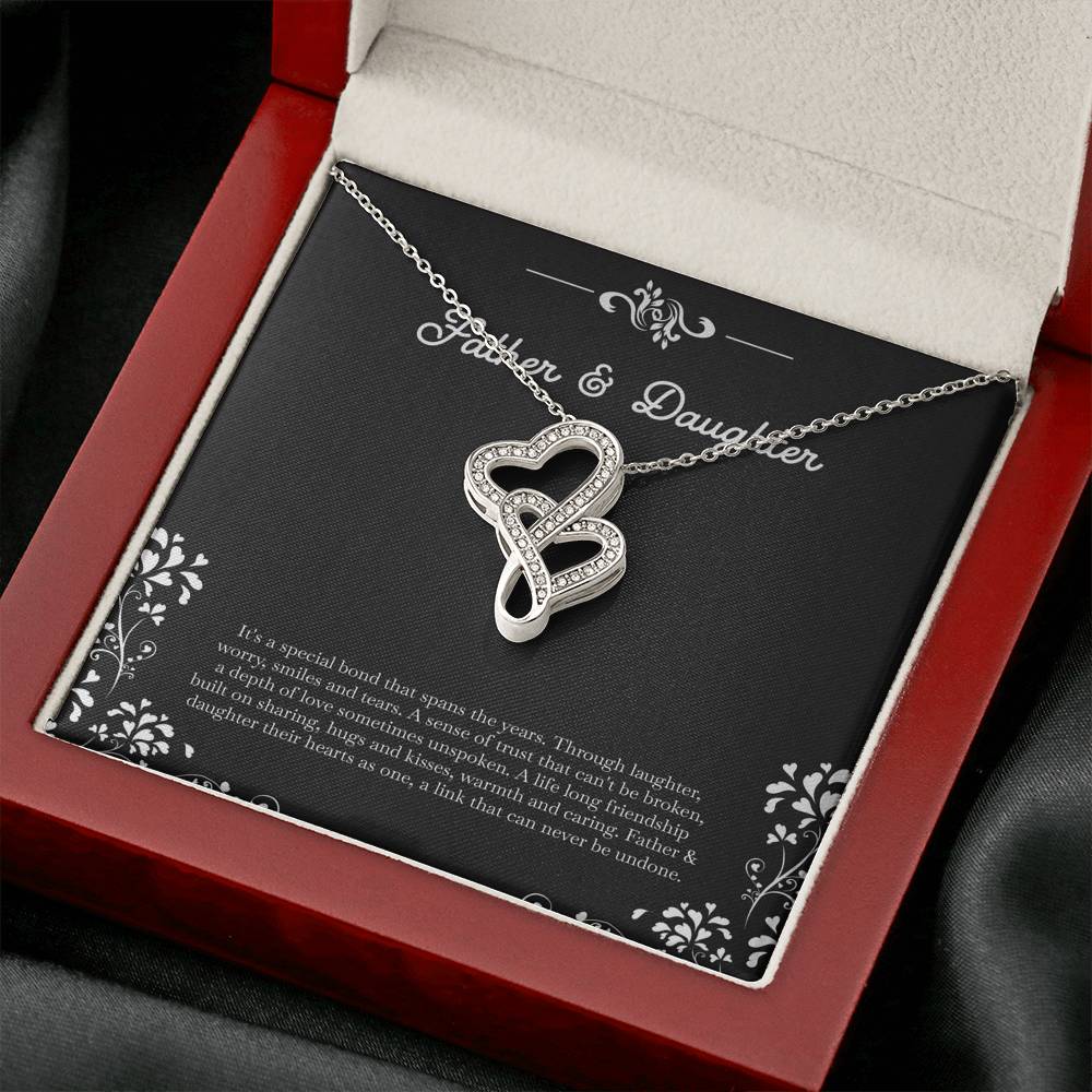 To My Daughter Gifts, Father and Daughter Bond, Double Heart Necklace For Women, Birthday Present Idea From Dad