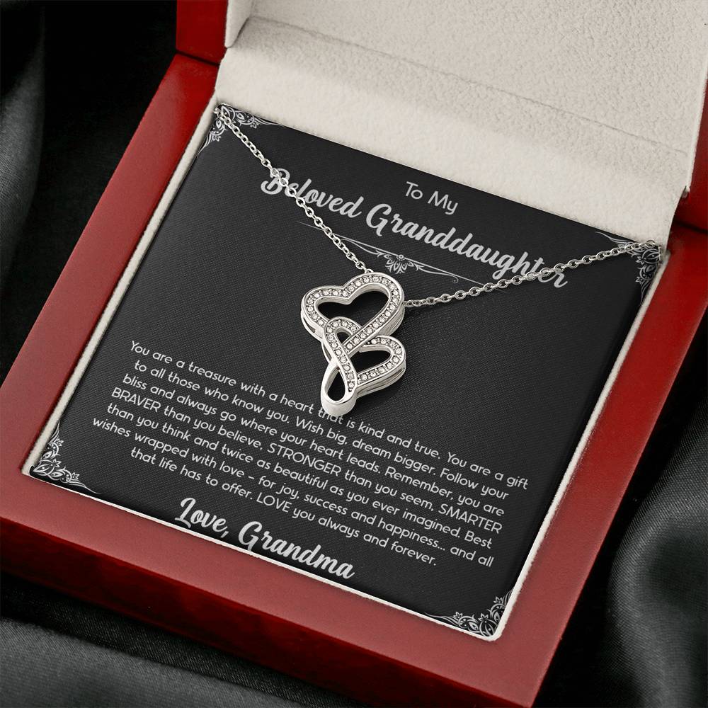 To My Granddaughter Gifts, You Are A Gift, Double Heart Necklace For Women, Birthday Present Idea From Grandma