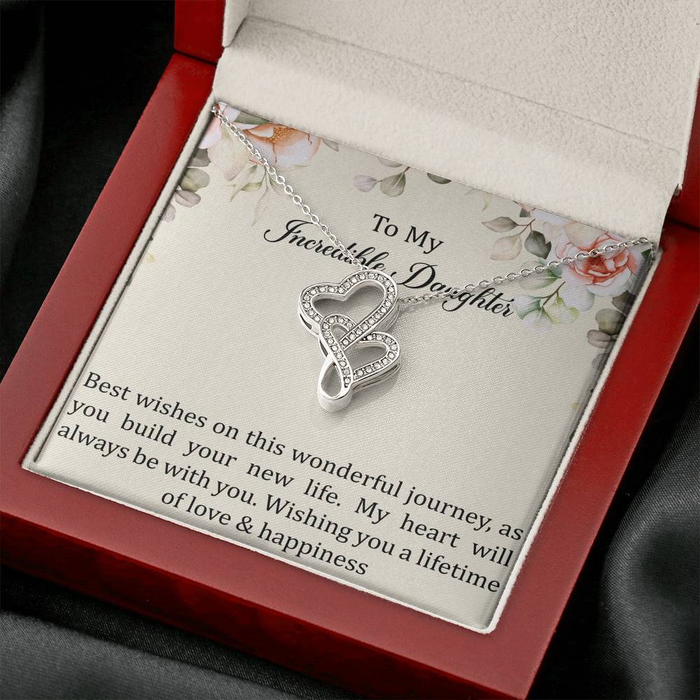 To My Bride Gifts, Best Wishes, Double Heart Necklace For Women, Wedding Day Thank You Ideas From Mom