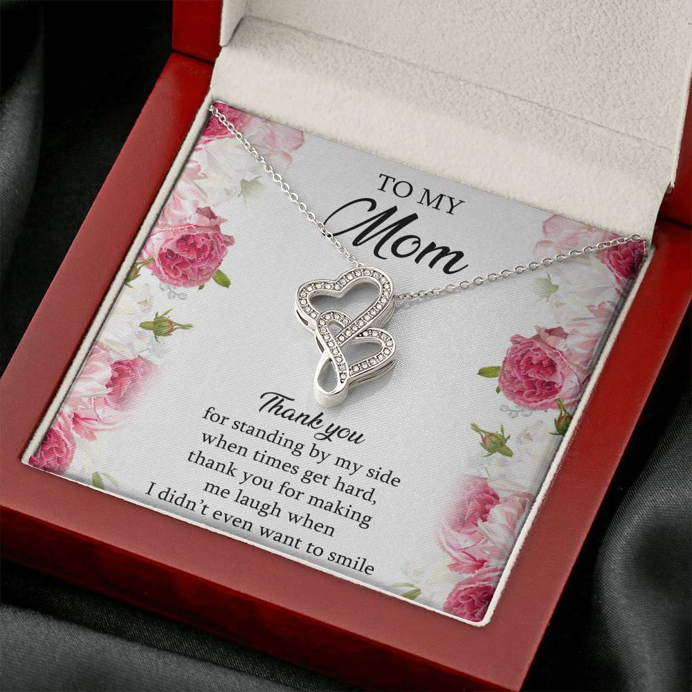 To My Mom Gifts, Thank You For Standing By My Side, Double Heart Necklace For Women, Birthday Mothers Day Present From Son Daughter