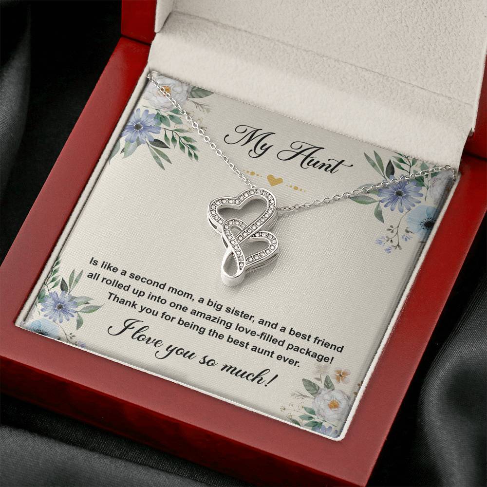 To My Aunt Gifts, Second Mom, Double Heart Necklace For Women, Aunt Birthday Present From Niece Nephew