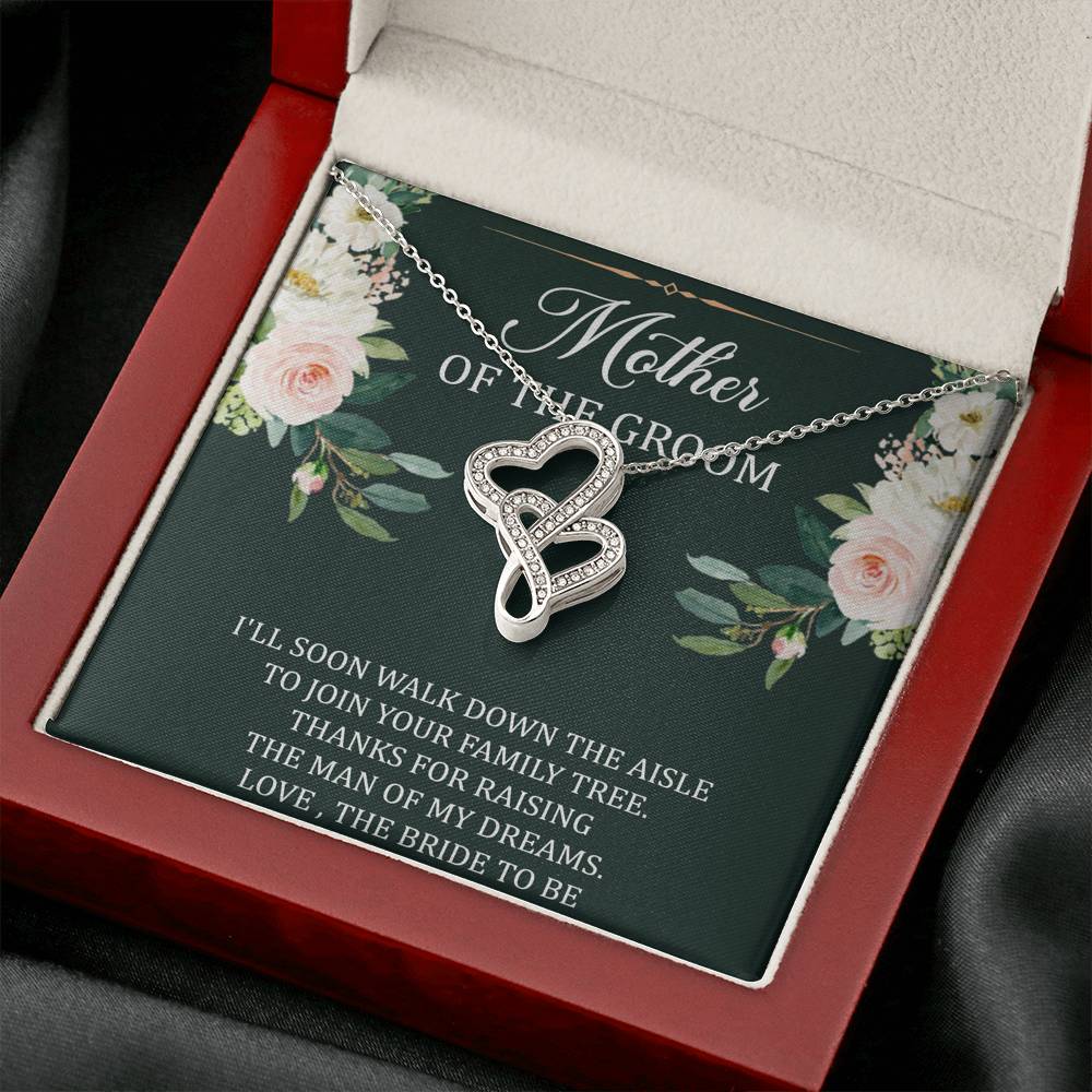 Mom Of The Groom Gifts, Walk Down The Aisle, Double Heart Necklace For Women, Wedding Day Thank You Ideas From Bride