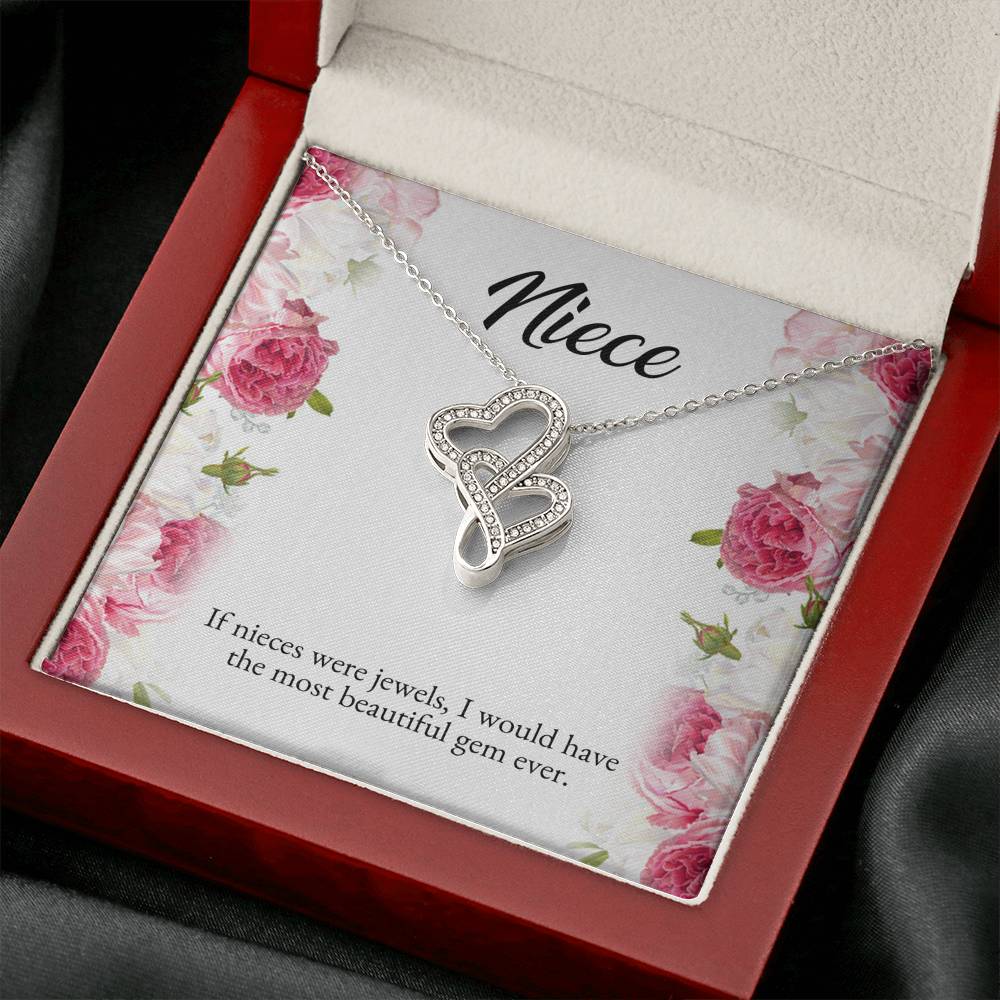 To My Niece Gifts, If Nieces Were Jewels, Double Heart Necklace For Women, Niece Birthday Present From Aunt Uncle