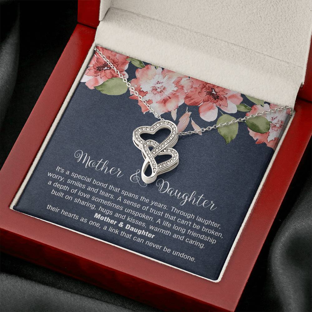 To My Mom Gifts, Mother and Daughter Bond, Double Heart Necklace For Women, Birthday Mothers Day Present From Daughter