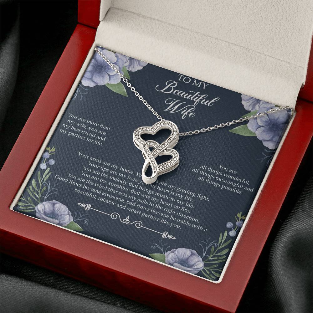 To My Wife, You Are More Than My Wife, Double Heart Necklace For Women, Anniversary Birthday Gifts From Husband