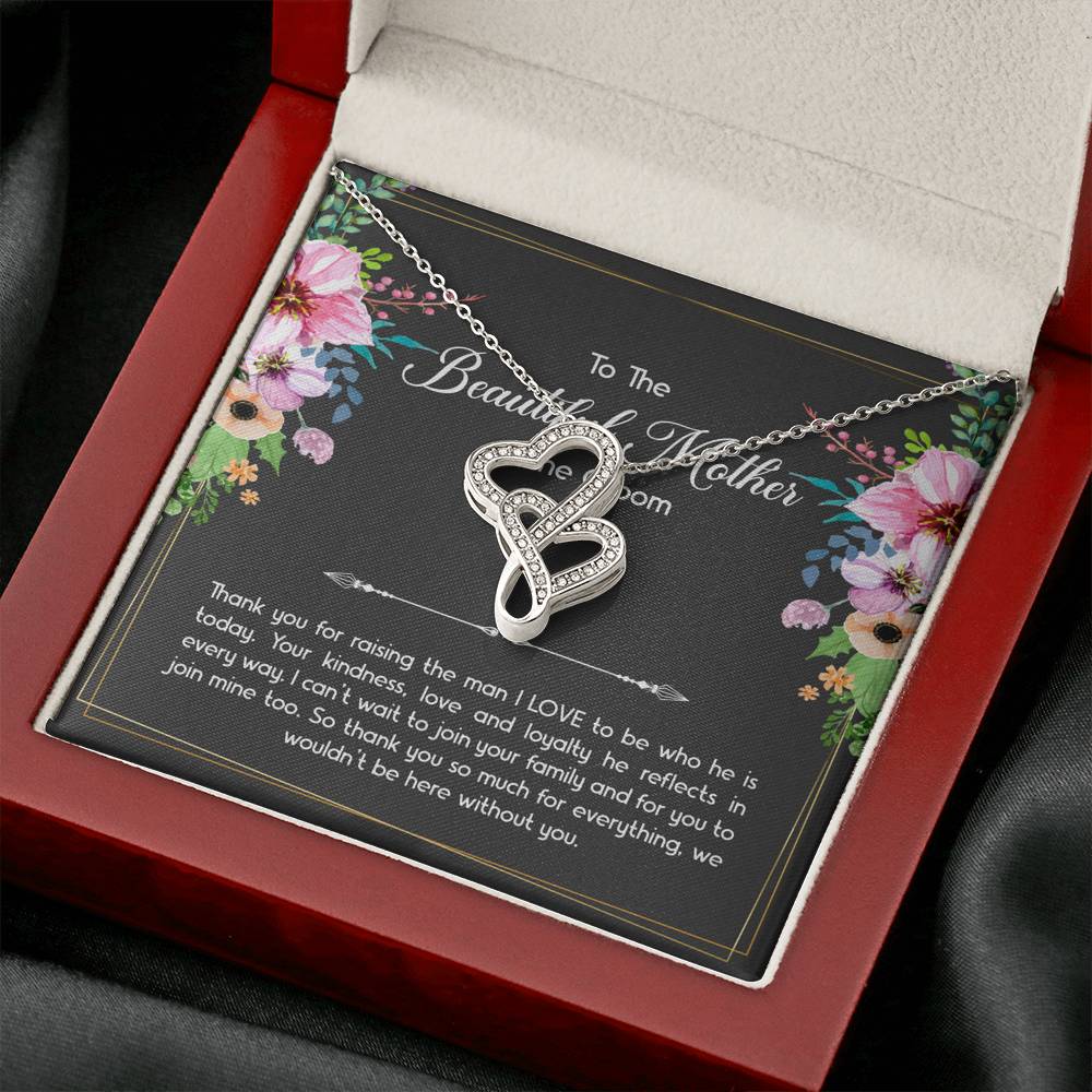 Mom Of The Groom Gifts, Thank You For Raising The Man I Love, Double Heart Necklace For Women, Wedding Day Thank You Ideas From Bride