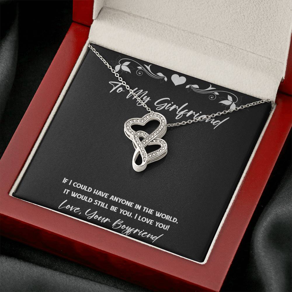 To My Girlfriend, It Would Still Be You, Double Heart Necklace For Women, Anniversary Birthday Valentines Day Gifts From Boyfriend