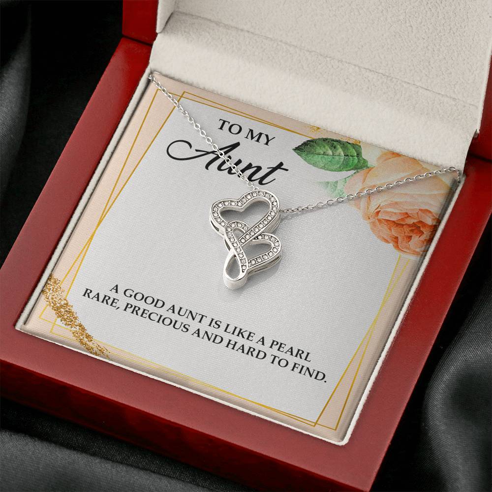 To My Aunt Gifts, A Good Aunt is Like a Pearl, Double Heart Necklace For Women, Aunt Birthday Present From Niece Nephew
