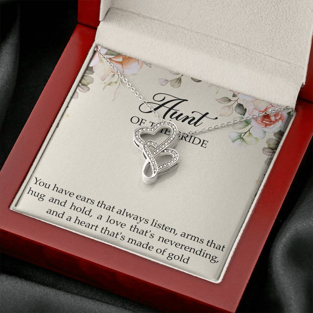 Aunt of the Bride Gifts, You Have Ears That Always Listen, Double Heart Necklace For Women, Wedding Day Thank You Ideas From Bride