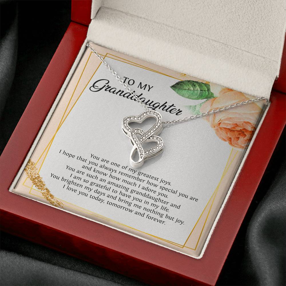 To My Granddaughter Gifts, You Are One Of My Greatest Joys, Double Heart Necklace For Women, Birthday Present Idea From Grandma Grandpa