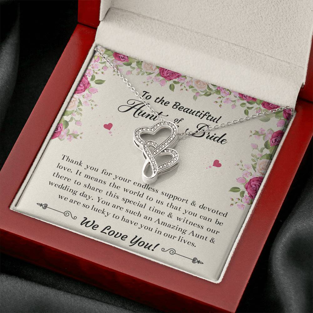 Aunt of the Bride Gifts, Thank You For Your Support, Double Heart Necklace For Women, Wedding Day Thank You Ideas From Bride