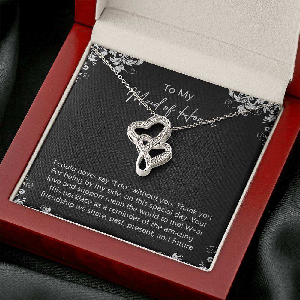 To My Maid Of Honor Gifts, Love And Support, Double Heart Necklace For Women, Wedding Day Thank You Ideas From Bride