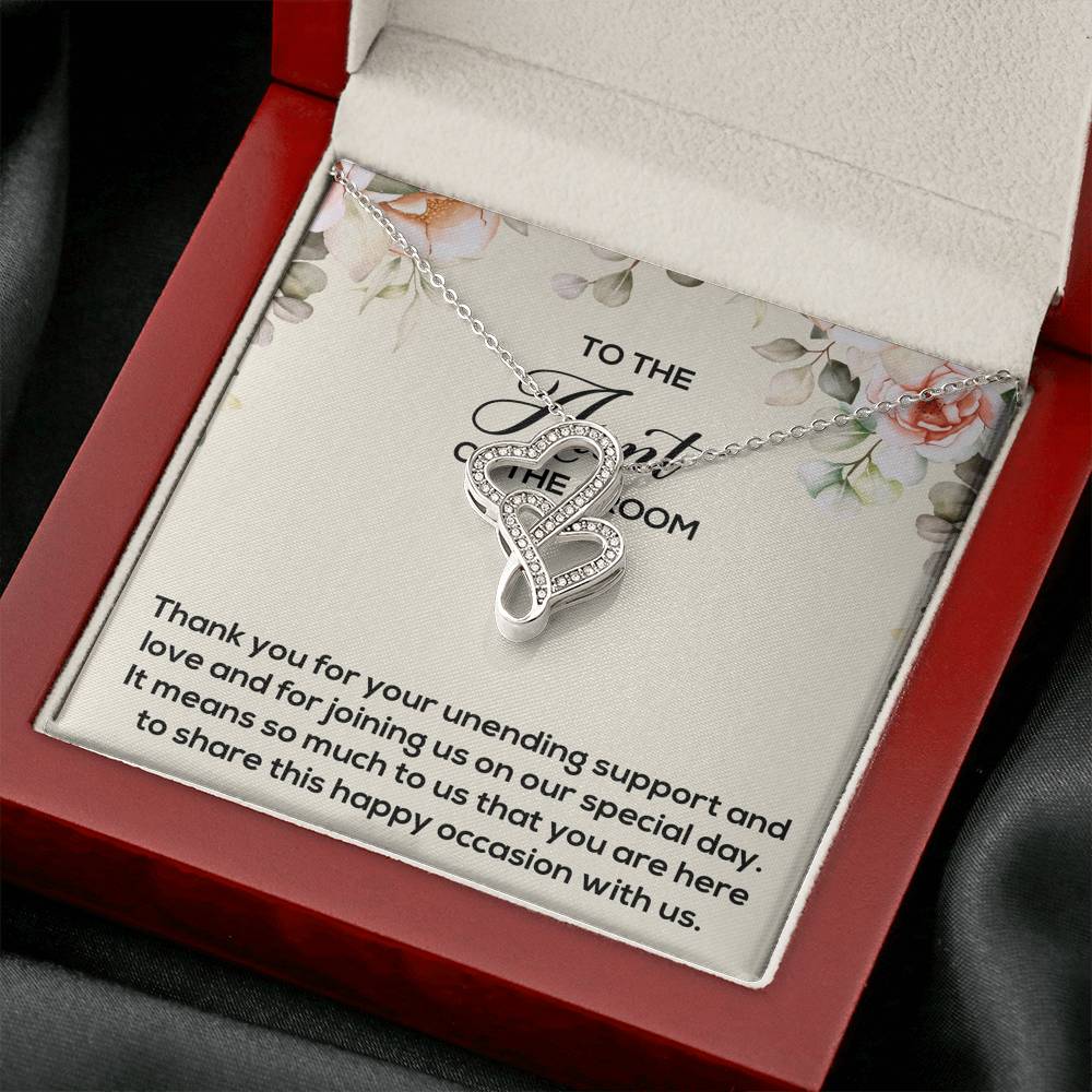 Aunt of the Groom Gifts, Thank You for Your Support, Double Heart Necklace For Women, Wedding Day Thank You Ideas From Groom