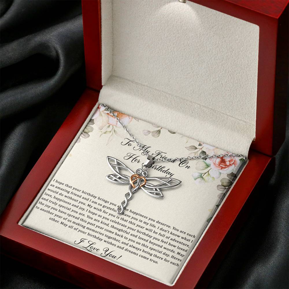 Birthday Gifts For Women, May Your Wishes Come True, Dragonfly Necklace, Happy Birthday Message Card Jewelry For Friend