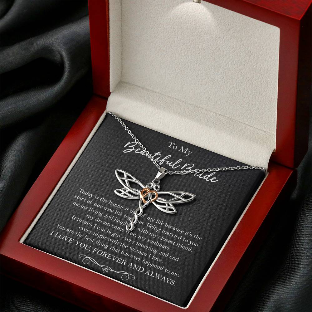 To My Bride Gifts, Happiest Day Of My Life, Dragonfly Necklace For Women, Wedding Day Thank You Ideas From Groom