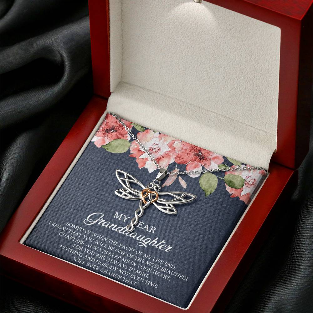 To My Granddaughter Gifts, Someday When The Pages Of My Life End, Dragonfly Necklace For Women, Birthday Present Idea From Grandma Grandpa