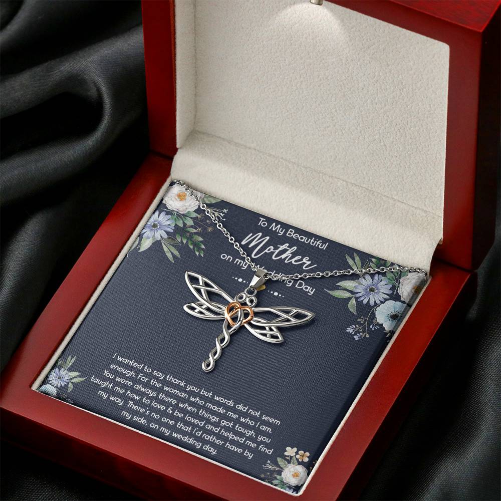 To My Mom of the Bride Gifts, I Wanted To Say Thank You, Dragonfly Necklace For Women, Wedding Day Thank You Ideas From Bride