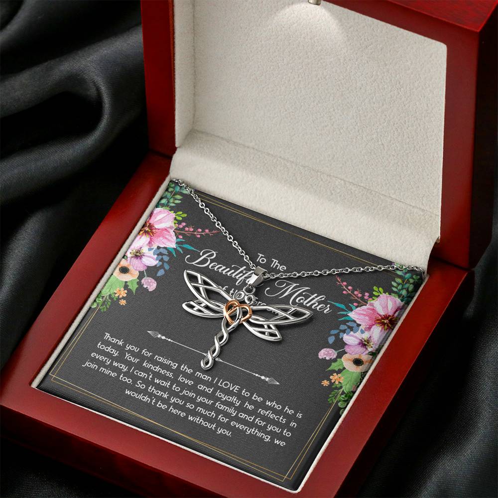Mom Of The Groom Gifts, Thank You For Raising The Man I Love, Dragonfly Necklace For Women, Wedding Day Thank You Ideas From Bride
