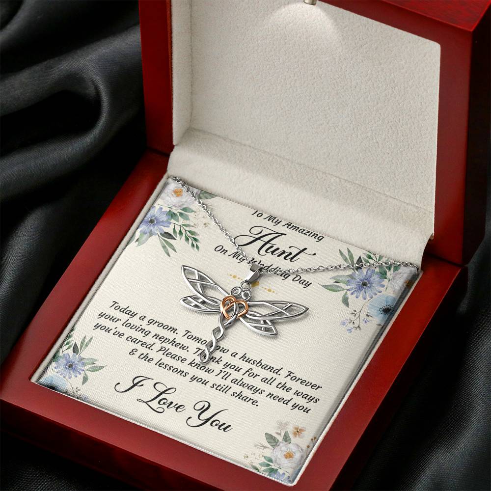 Aunt of the Groom Gifts, Forever Your Nephew, Dragonfly Necklace For Women, Wedding Day Thank You Ideas From Groom
