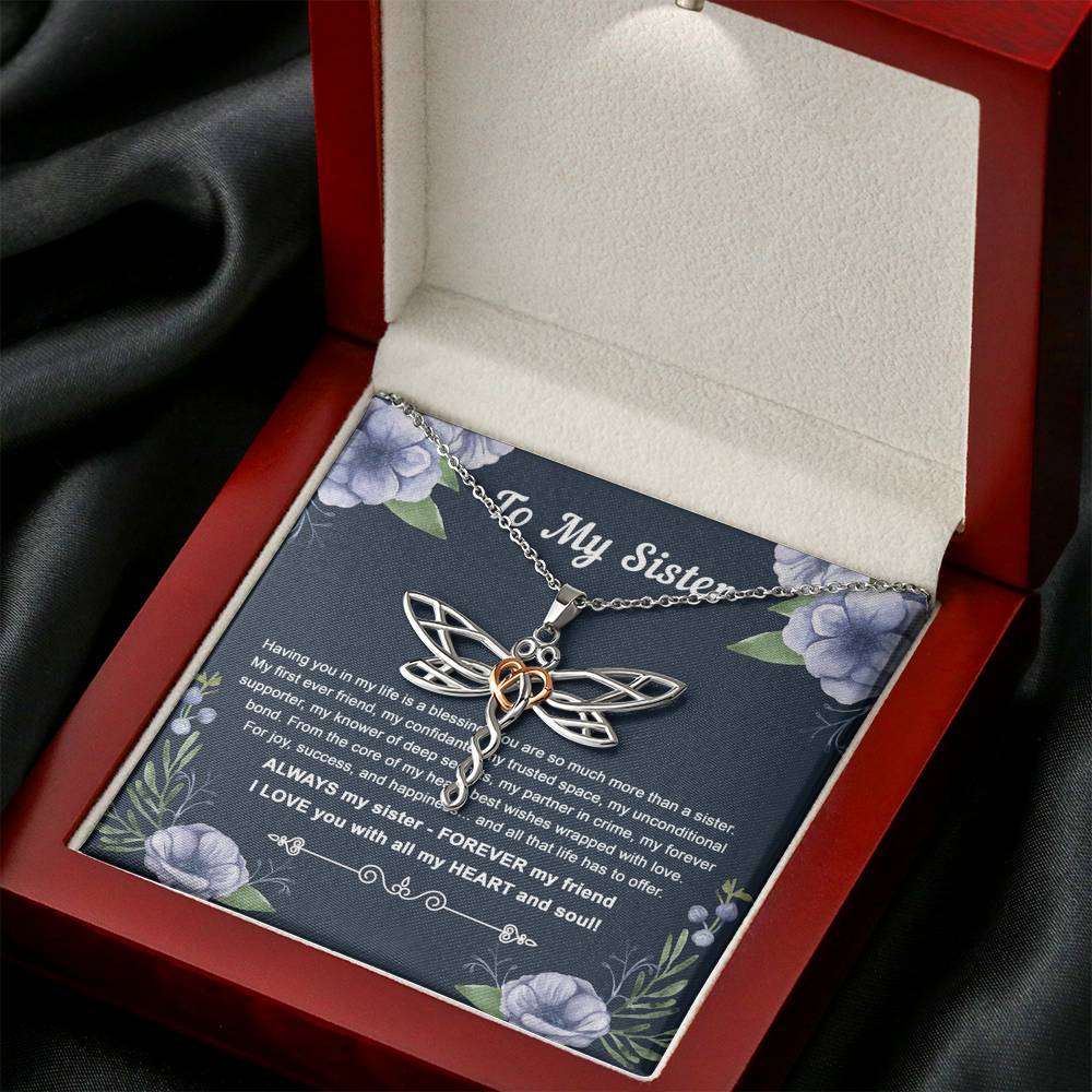 To My Sister Gifts, Having You In My Life Is A Blessing, Dragonfly Necklace For Women, Birthday Present Idea From Sister
