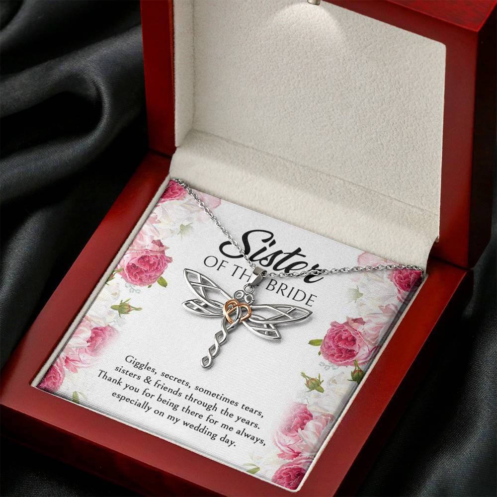 Sister of the Bride Gifts, Thanks For Being There, Dragonfly Necklace For Women, Wedding Day Thank You Ideas From Bride
