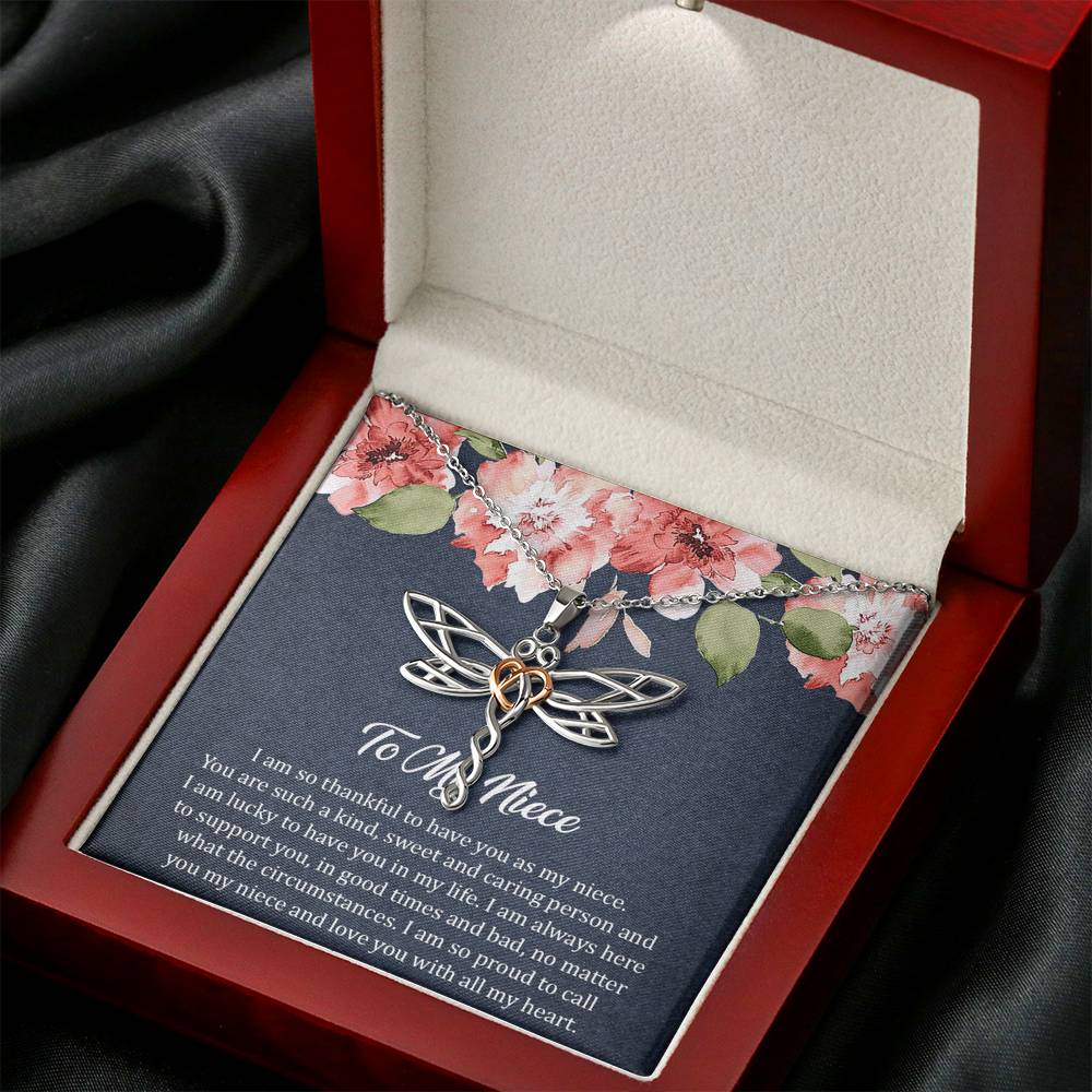 To My Niece Gifts, I'm So Thankful, Dragonfly Necklace For Women, Birthday Present Ideas From Aunt Uncle