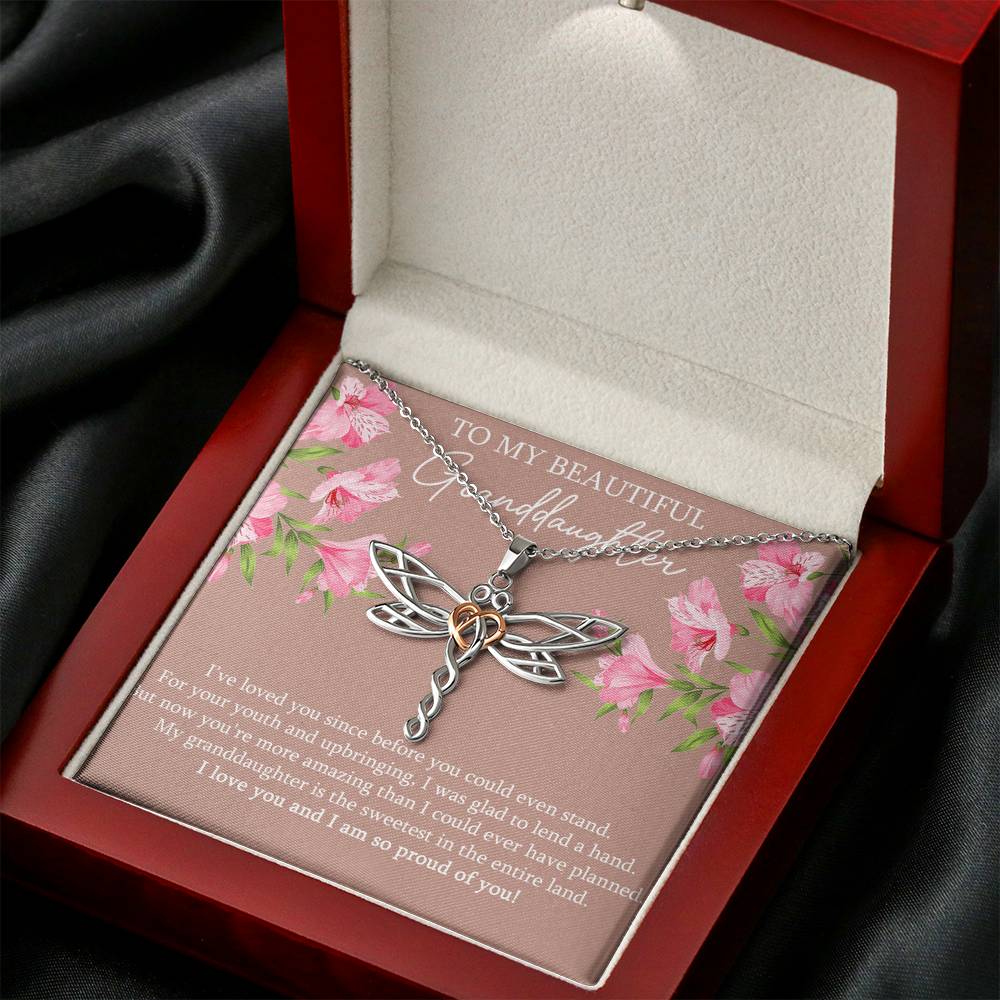 To My Granddaughter Gifts, I’ve Loved You Since Before, Dragonfly Necklace For Women, Birthday Present Idea From Grandma Grandpa