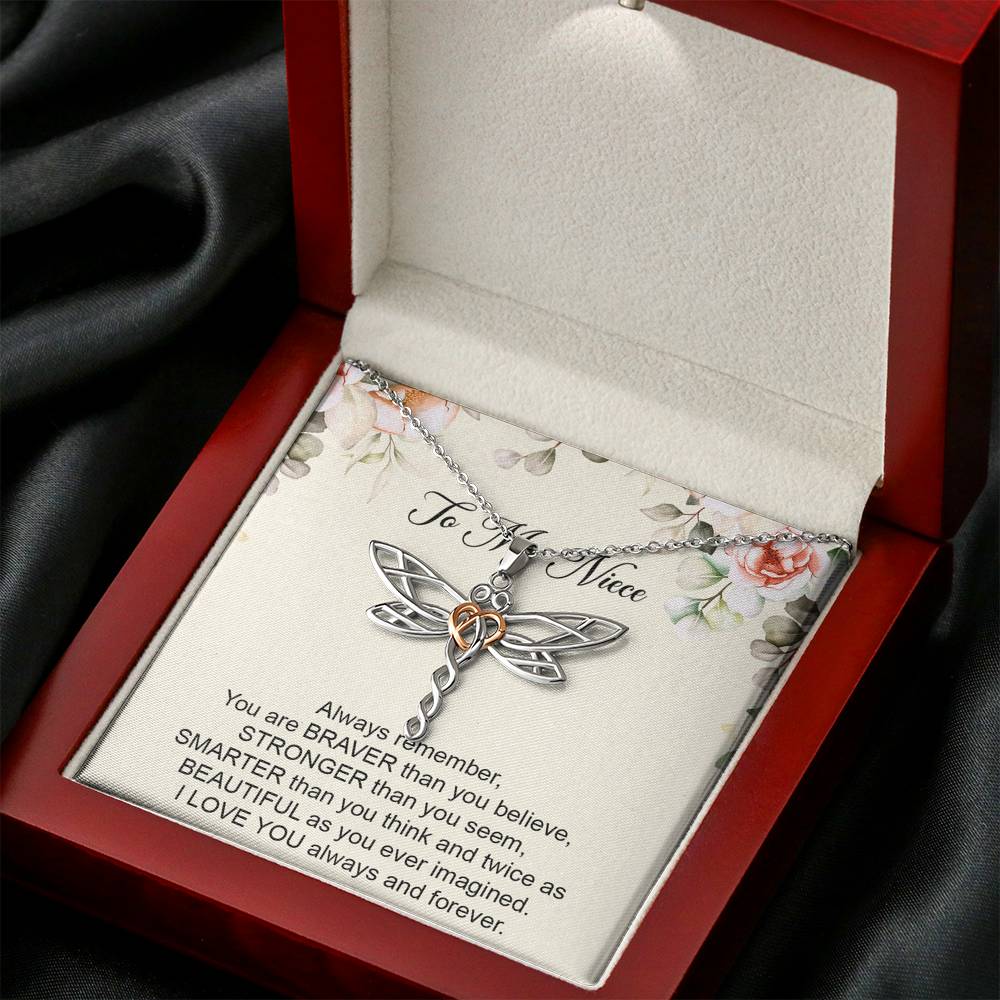 To My Niece Gifts, Always Remember, Dragonfly Necklace For Women, Birthday Present Ideas From Aunt Uncle