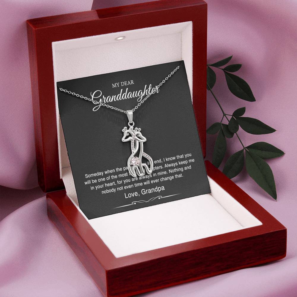To My Granddaughter Gifts From Grandpa, Someday When The Pages Of My Life End, Giraffe Necklace For Women, Birthday Present Idea From Grandfather