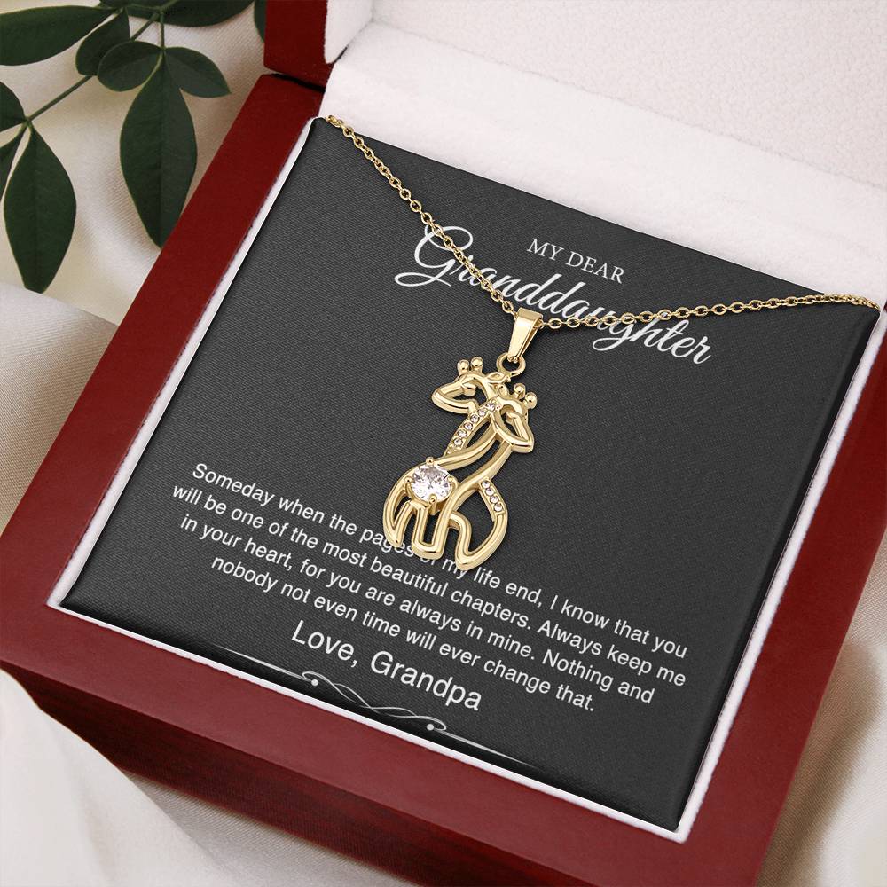 To My Granddaughter Gifts From Grandpa, Someday When The Pages Of My Life End, Giraffe Necklace For Women, Birthday Present Idea From Grandfather