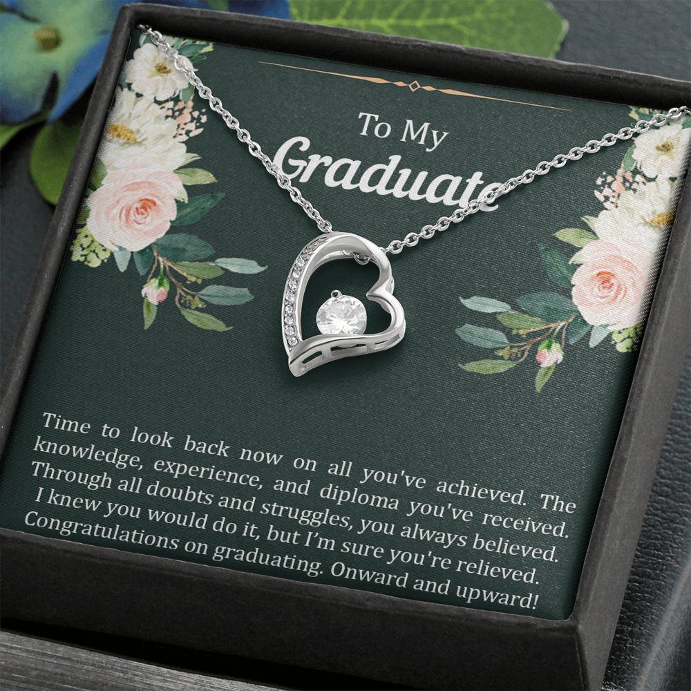 Graduation Gifts, Onward and Upward, Forever Love Heart Necklace For Women, College Preschool High School Graduation Present