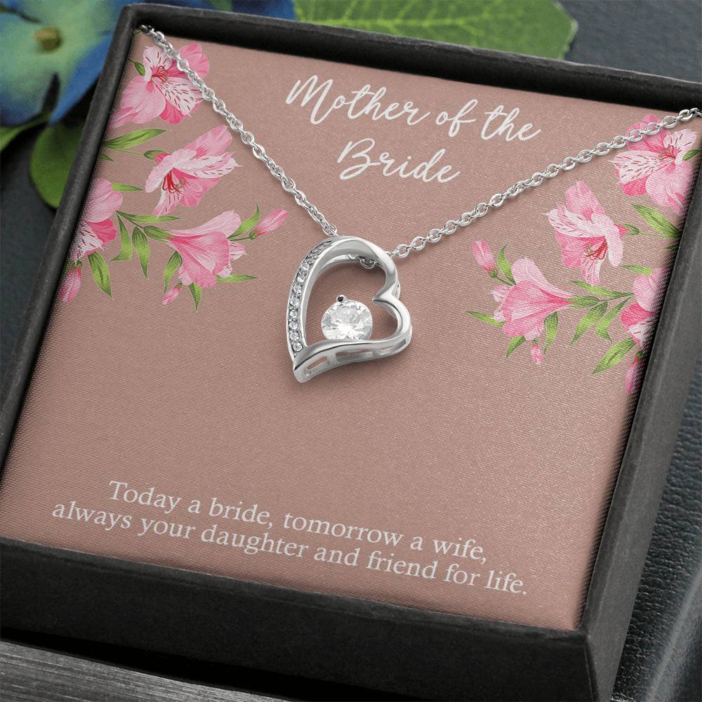 To My Mom of the Bride Gifts, Always Your Daughter, Forever Love Heart Necklace For Women, Wedding Day Thank You Ideas From Bride
