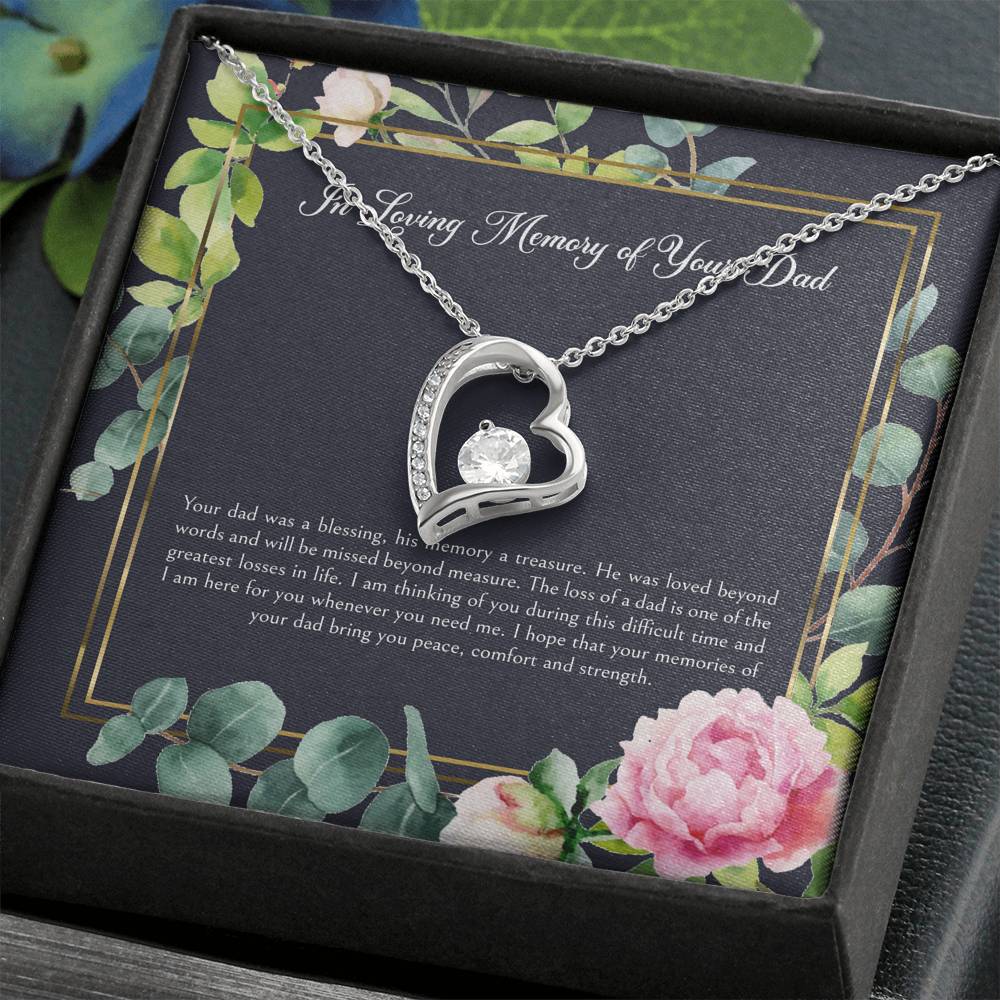 Loss of Dad Gifts, In Loving Memory, Sympathy Forever Love Heart Necklace For Loss of Dad, Memorial Sorry For Your Loss Present