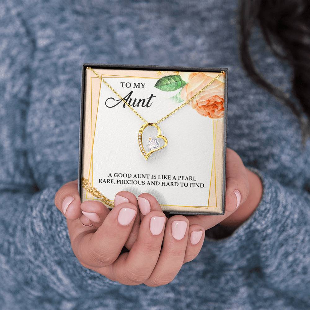 To My Aunt Gifts, A Good Aunt is Like a Pearl, Forever Love Heart Necklace For Women, Aunt Birthday Present From Niece Nephew
