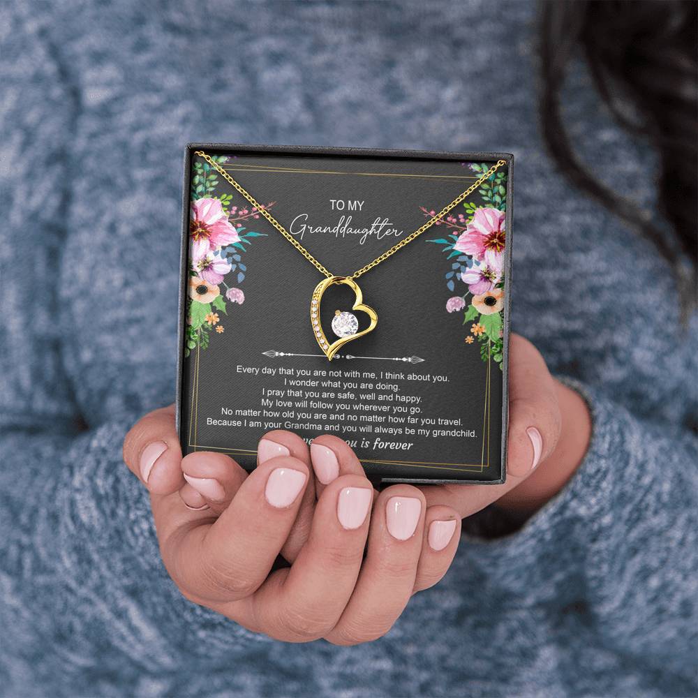 To My Granddaughter Gifts, Every Day That You Are Not With Me, Forever Love Heart Necklace For Women, Birthday Present Idea From Grandma Grandpa