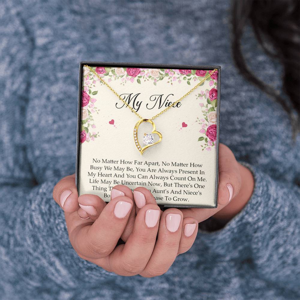 To My Niece Gifts, No Matter How Far Apart, Forever Love Heart Necklace For Women, Birthday Present Idea From Aunt Uncle