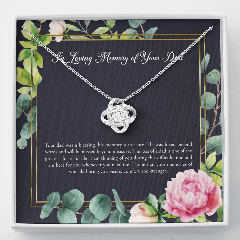 Loss of Dad Gifts, In Loving Memory, Sympathy Love Knot Necklace For Loss of Dad, Memorial Sorry For Your Loss Present