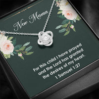 1 Samuel 1:27, For this child I have prayed, Mom to Be Gifts, Love Knot Necklace For Expecting Mom, Pregnancy Gift For New Mother