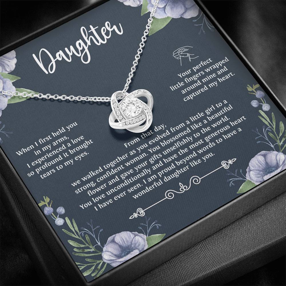 Daughter Necklace From Mom and Dad, When I First Held You, Sentimental Love Knot Jewelry For Women, Meaningful Birthday Necklace for Daughter