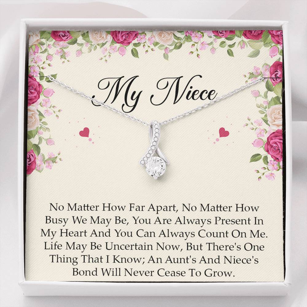 To My Niece  Gifts, No Matter How Far Apart, Alluring Beauty Necklace For Women, Birthday Present Idea From Aunt Uncle