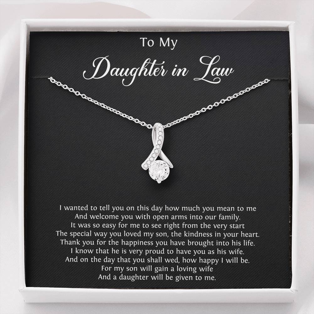 To My Daughter-in-law Gifts, Thank You For The Happiness, Alluring Beauty Necklace For Women, Birthday Present Idea From Mother-in-law